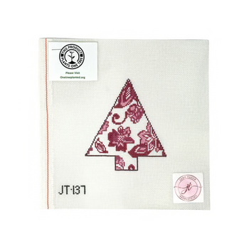 JT137 PINK CHINOSERIE TREE 4.5" x 4" 18 Mesh JUDY TASCH NEEDLEPOINT