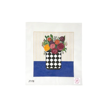 JT178 HARLEQUIN VASE 11" x 10" 18 Mesh JUDY TASCH NEEDLEPOINT
