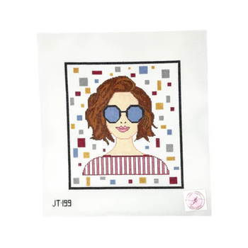 JT199 SHADY LADY #4 - BLUE SUNNIES 9.25" x 8.25" 18 Mesh JUDY TASCH NEEDLEPOINT