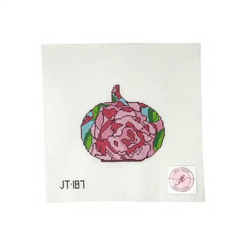 JT187 FLORAL PUMPKIN 4" x 4.5" 18 Mesh JUDY TASCH NEEDLEPOINT