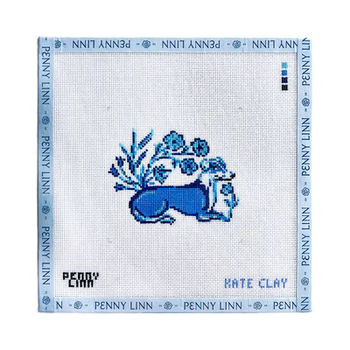 PORCELAIN GREYHOUND DOG 4" x 4" 18 Mesh KATE CLAY ILLUSTRATION