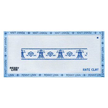 NANTUCKET REVERIE LIGHTHOUSE & SHELL FOB 1.25" x 8" 13 Mesh KATE CLAY ILLUSTRATION