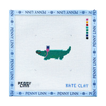 PARTY ANIMAL - ALLIGATOR 3" x 3" 18 Mesh KATE CLAY ILLUSTRATION