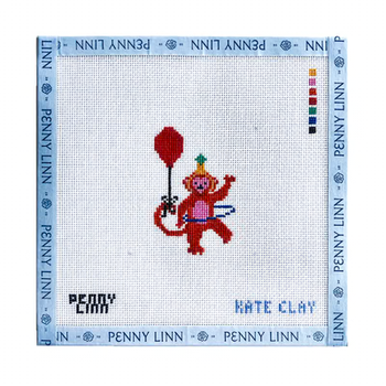PARTY ANIMAL - MONKEY 3" x 3" 18 Mesh KATE CLAY ILLUSTRATION