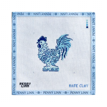 PORCELAIN ROOSTER 4" x 4" 18 Mesh KATE CLAY ILLUSTRATION