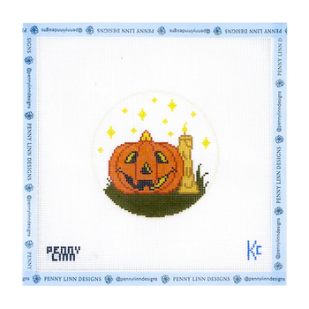 VINTAGE HALLOWEEN: JACK O LANTERN 4" x 4" 18 Mesh KYRA COTTER DESIGN
