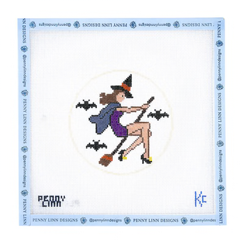 VINTAGE HALLOWEEN: VINTAGE WITCH 4" x 4" 18 Mesh KYRA COTTER DESIGN