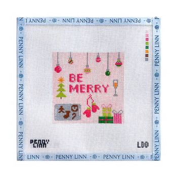 BE MERRY 4" x 4" 18 Mesh LAZY DOODLE DESIGNS