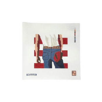 BORN IN THE USA  5.5" x 5.5" 18 Mesh LE STITCH