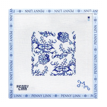 BLUE AND WHITE FLORAL - SQUARE 4" x 4" 18 Mesh MARIE & MAXWELL
