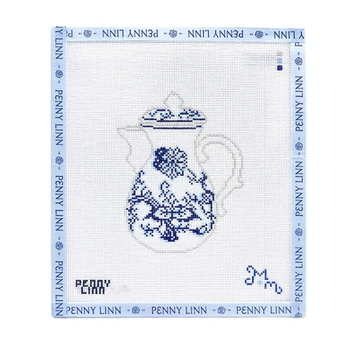 BLUE AND WHITE CARAFE 5" x 3.8" 18 Mesh MARIE & MAXWELL