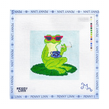 TEA TIME FROG 5" x 5" 18 Mesh MARIE & MAXWELL