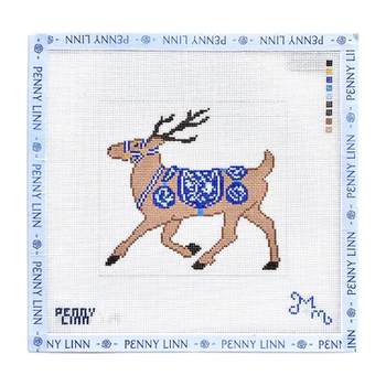 CHINOISERIE REINDEER - BLUE 4.44" x 4.83" 18 Mesh MARIE & MAXWELL
