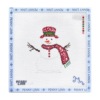 CHINOISERIE SNOWMAN - RED 4.7" x 4.4" 18 Mesh MARIE & MAXWELL