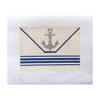 ANCHOR ON RAFFIA CLUTCH  6.7" x 9.5" 13 Mesh MIMI IN STITCHES