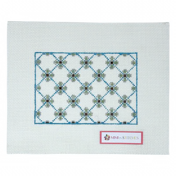 GREEN AND TURQUOISE GEOMETRIC FLORAL 4.5" x 6" 13 Mesh MIMI IN STITCHES