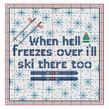 SKIING IN HELL 8" x 8" 13 Mesh MIMI IN STITCHES