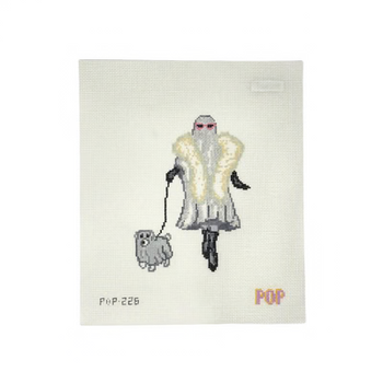 POP-226 GLAMOUR GHOST WITH DOG 5.67" x 4.22" 18 Mesh POP NEEDLE ARTS