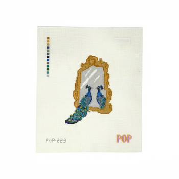 POP-223 PEACOCK MIRROR 4.89" x 3.39" 18 Mesh POP NEEDLE ARTS