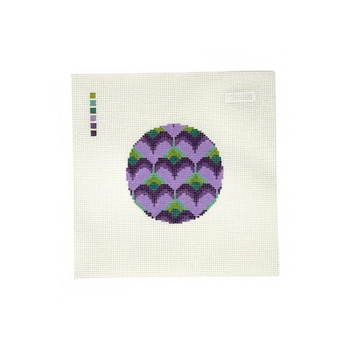 BARGELLO HEART PURPLE 4" round 13 Mesh TEW DESIGNS