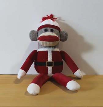 3D Santa Sock Monkey 8.5” x 7” Mesh Sew Much Fun