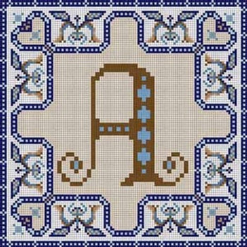 X-178 Alphabet Letter A Bordered 13 Mesh "9 x 9" Treglown Designs 