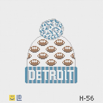 H-56 Beanie - Detroit Lions Football  3.5w x 4.25h 18 Mesh LAUREN BLOCH DESIGNS