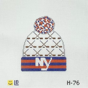 H-76 Beanie - New York Islanders Hockey 3.5w x 4.25h 18 Mesh LAUREN BLOCH DESIGNS