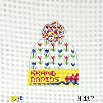 H-117 Beanie - Grand Rapids Tulips (MI) 3.5w x 4.25h 18 Mesh LAUREN BLOCH DESIGNS