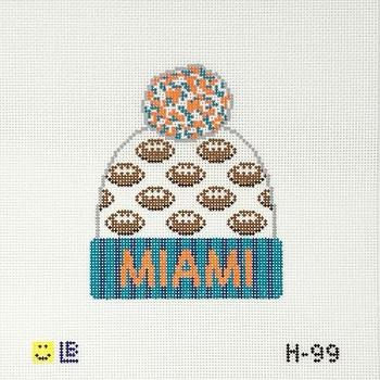 H-99 Beanie - Miami Dolphins Football (FL) 3.5w x 4.25h 18 Mesh LAUREN BLOCH DESIGNS