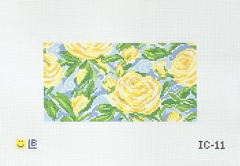 IC-11 Lilly-Inspired Roses - Yellow  6.25w x 3.25h 18 Mesh LAUREN BLOCH DESIGNS