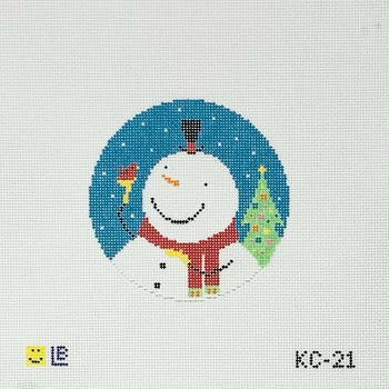 KC-21 Best Friends (Snowman & Cardinal) 4" Round 18 Mesh LAUREN BLOCH DESIGNS