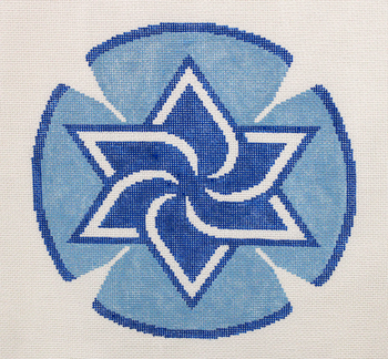 YARMULKE JT100A Swirl Star 7.5" Diameter 18 Mesh  Two A T Design Judaic Designs by Tonya