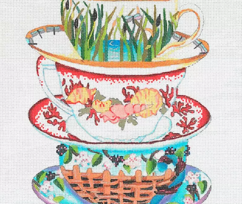 ED-1302 Collector’s Tower of Cups 8” x 4” 18 Mesh Halloween Dede's Needleworks