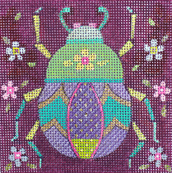 JG-182 Large Beetle 6” x 6” 18 Mesh Janice Gaynor