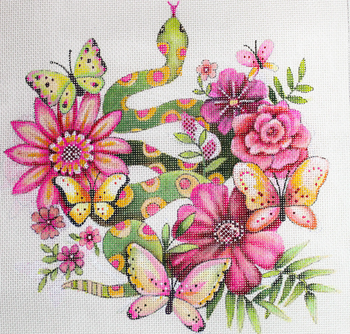 JG-194 Rosa in the Flowers 1  13” x 13” 13 Mesh Janice Gaynor