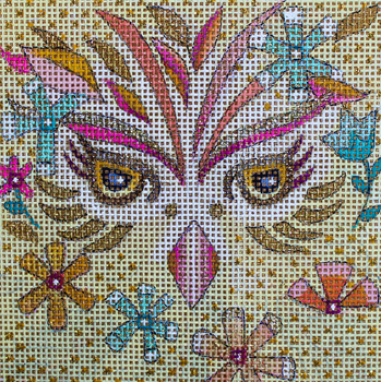 JG-185 Owl Face 6” x 6” 18 Mesh Janice Gaynor
