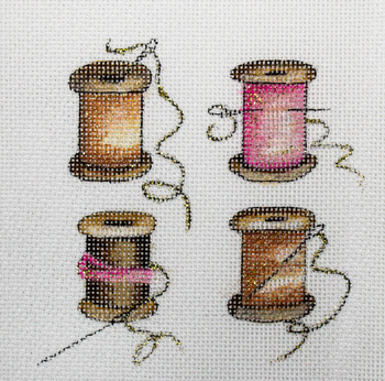 JG-210 Pretty in Pink B- Sparkling Thread Spools 5” x 5” 18 Mesh Janice Gaynor