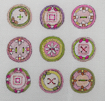 JG-211 Pretty in Pink C- Sparkling Floral Buttons 5” x 5” 18 Mesh Janice Gaynor