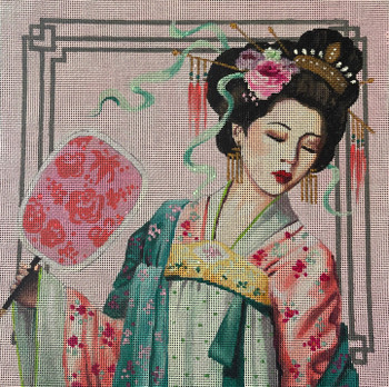 People PE270 Elegant Geisha With Fan 10 x 10 18 Mesh Colors of Praise