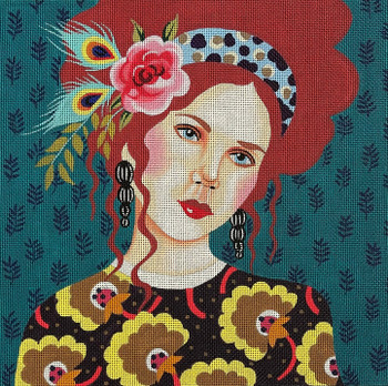 People PE238B lady w turquoise bkgd 14 x 14  13 Mesh Colors of Praise