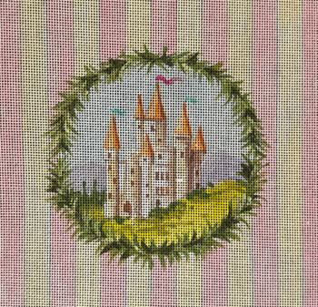 Miscellaneous MC516 Castle w wreath and striped background 7 x 7 18 Mesh Colors of Praise