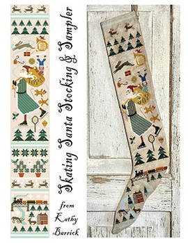 Skating Santa Stocking & Sampler by Kathy Barrick 26-1716