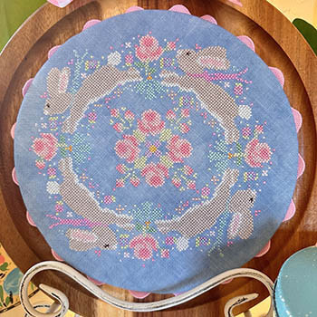 Bunnies Round The Rosy 118w x 116h by Luhu Stitches 26-1462