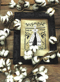 Fraktur Lady In White 81w x 109h by Primitive Hare 26-1833