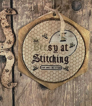 Beesy At Stitching (Chart Only) 87w x 87h by Primitive Hare 26-1925