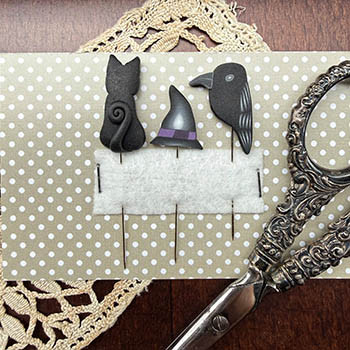Ophelia Pin Set (Cat, Witch Hat, Bird) by Puntini Puntini 26-1853