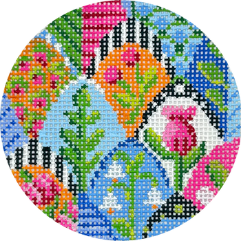 KCBJ23 Emily's Leaf 3" Round 18 Mesh Kelly Clark Needlepoint