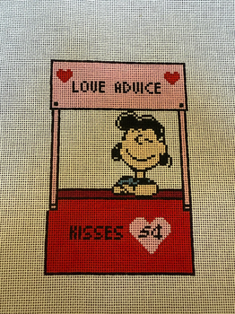 PEANUTS VALENTINE - LUCY ADVICE BOOTH 18 Mesh Officially Needlepoint PNTS-LOVEADVICE