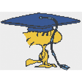 PEANUTS GRADUATION - WOODSTOCK POSE 6" x 4.4"18 Mesh Officially Needlepoint PNTS-LOVEADVICE